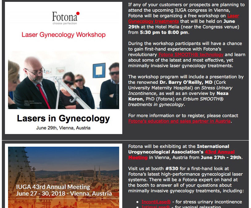 Fotona Gynecology Workshop at IUGA